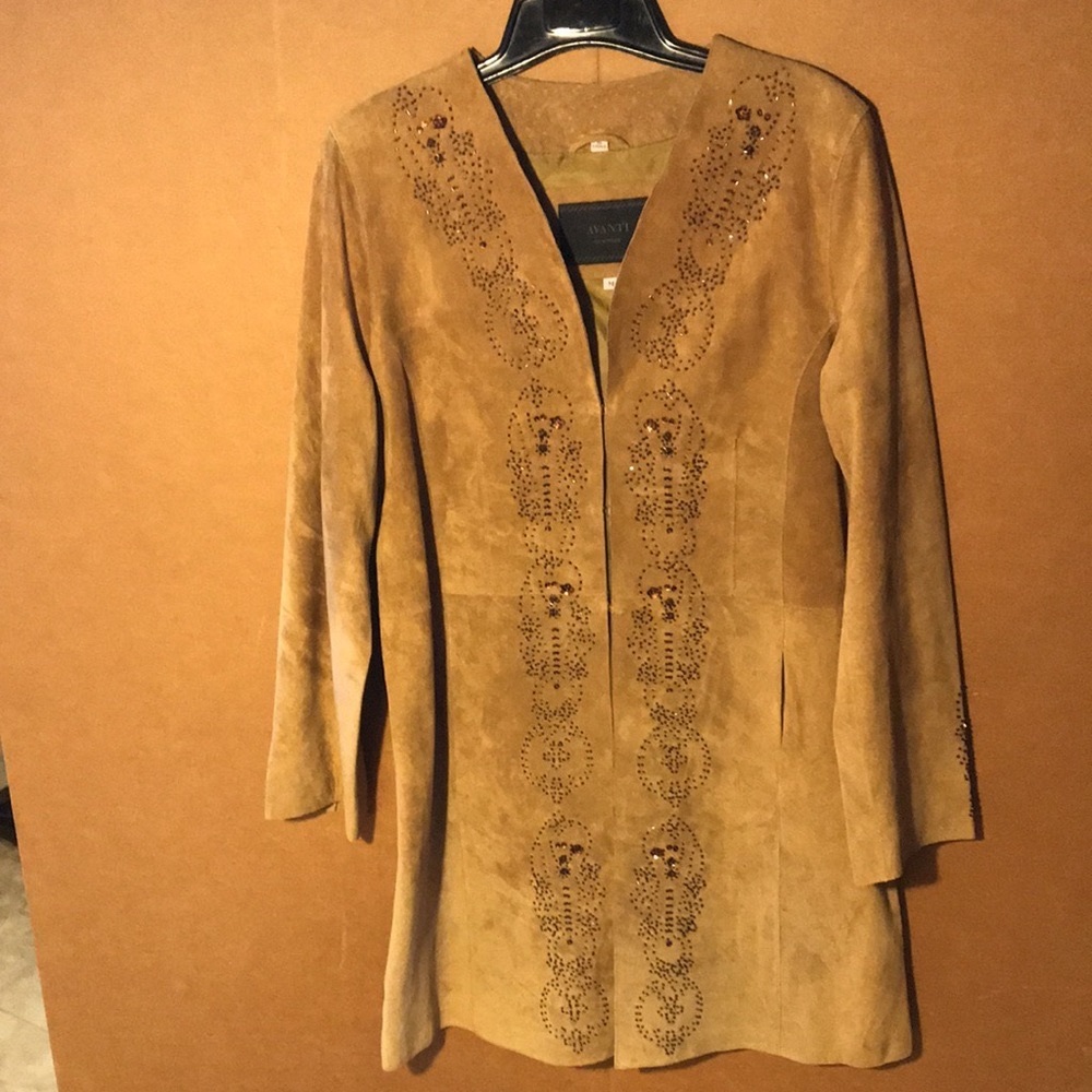 Suede beaded duster jacket